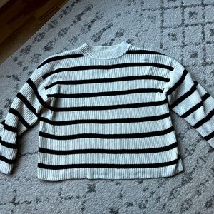 H&M Women Striped Sweater. White/Cream and Black stripes. Size small.